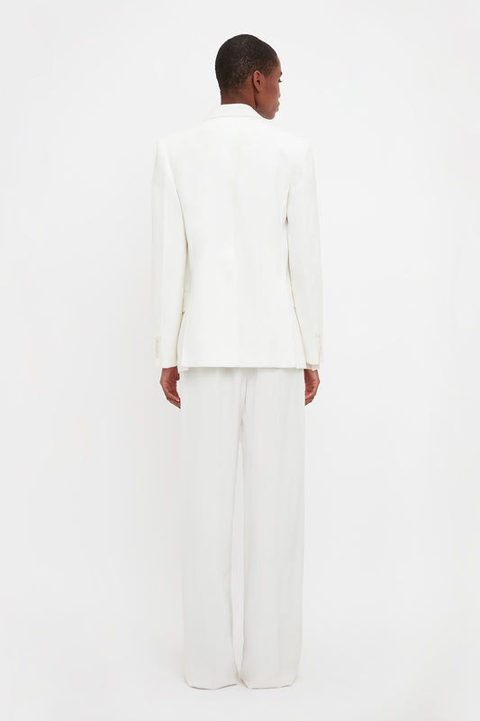 Asymmetric Double Layer Jacket in White