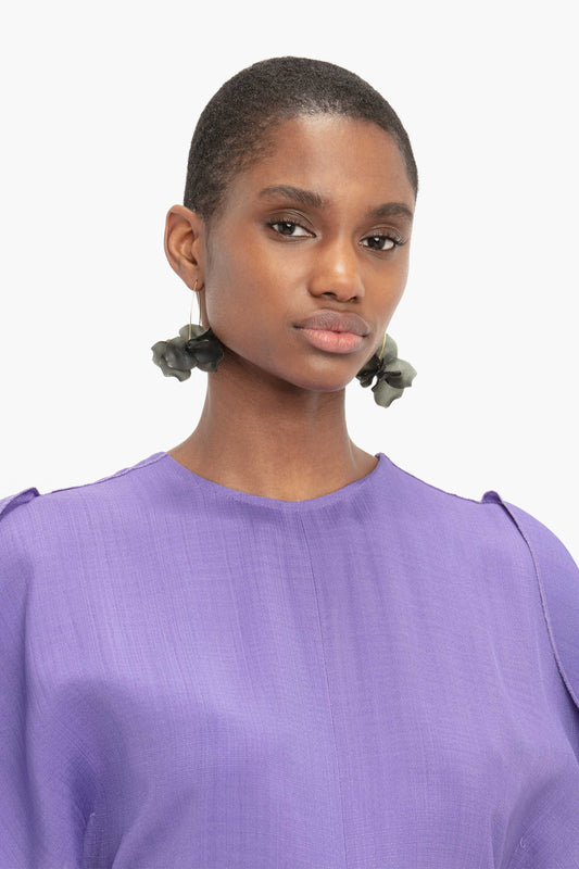 Gathered Waist Midi Dress In Violet