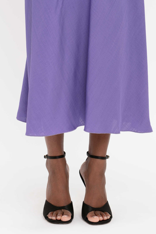 Gathered Waist Midi Dress In Violet