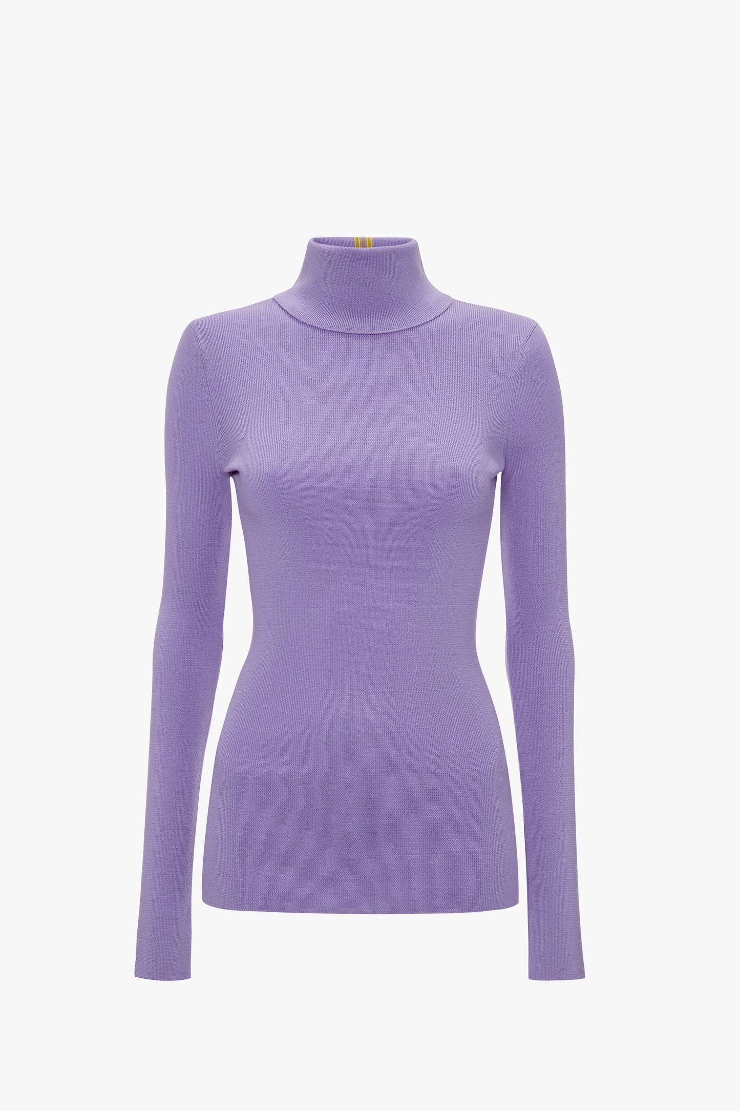 Knitted Polo Neck Jumper In Lilac