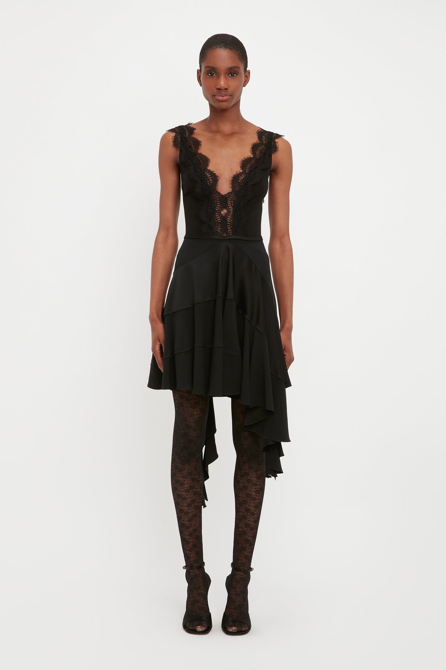VB Monogram Lace Tights in Black