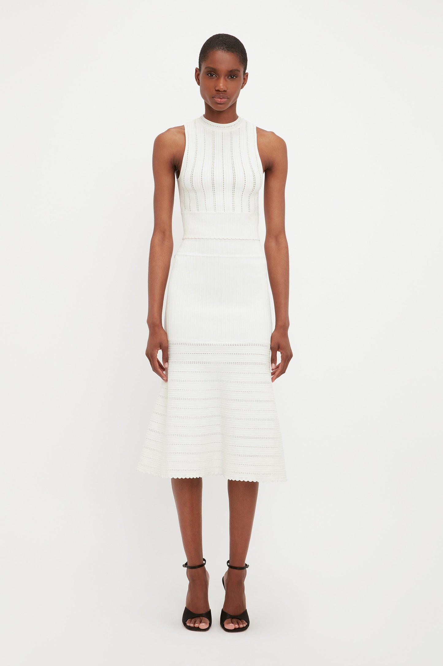 Flared Midi Skirt In White