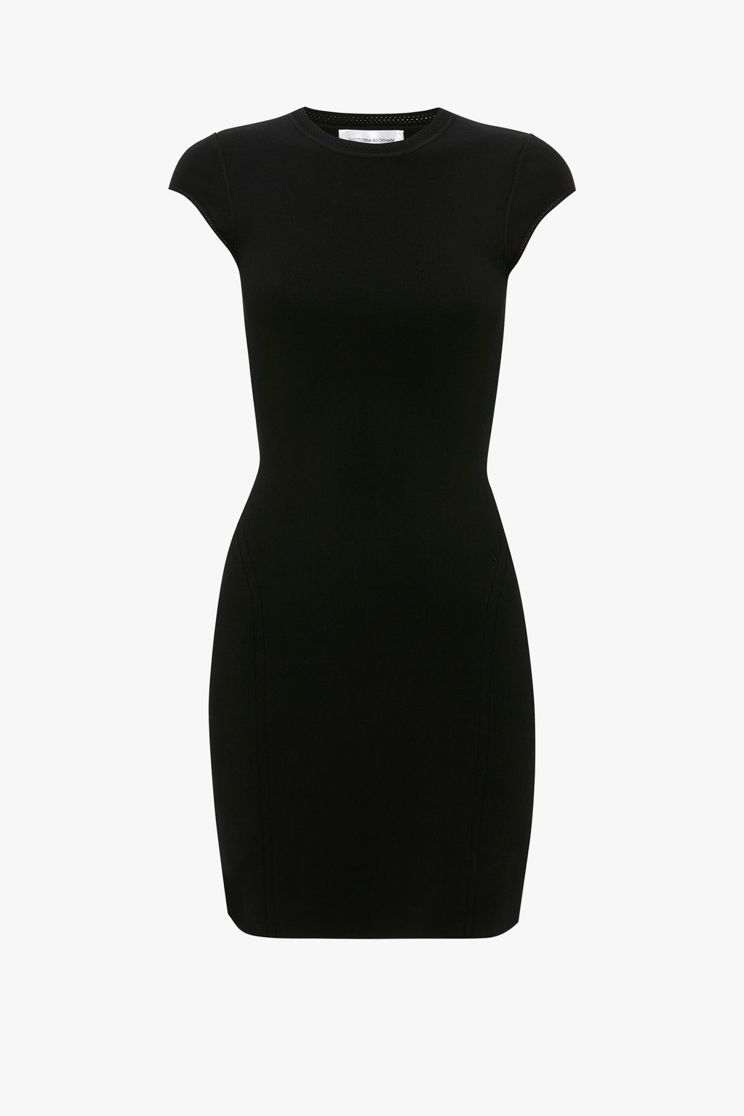 VB Body Compact Cap Sleeve Mini Dress In Black