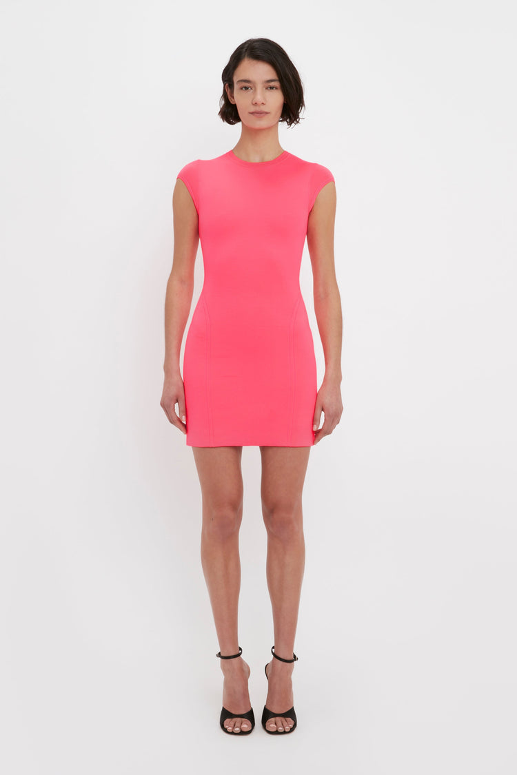 VB Body Compact Cap Sleeve Mini Dress In Pink