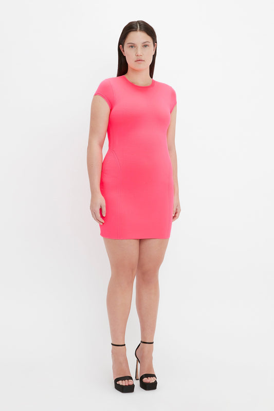 VB Body Compact Cap Sleeve Mini Dress In Pink