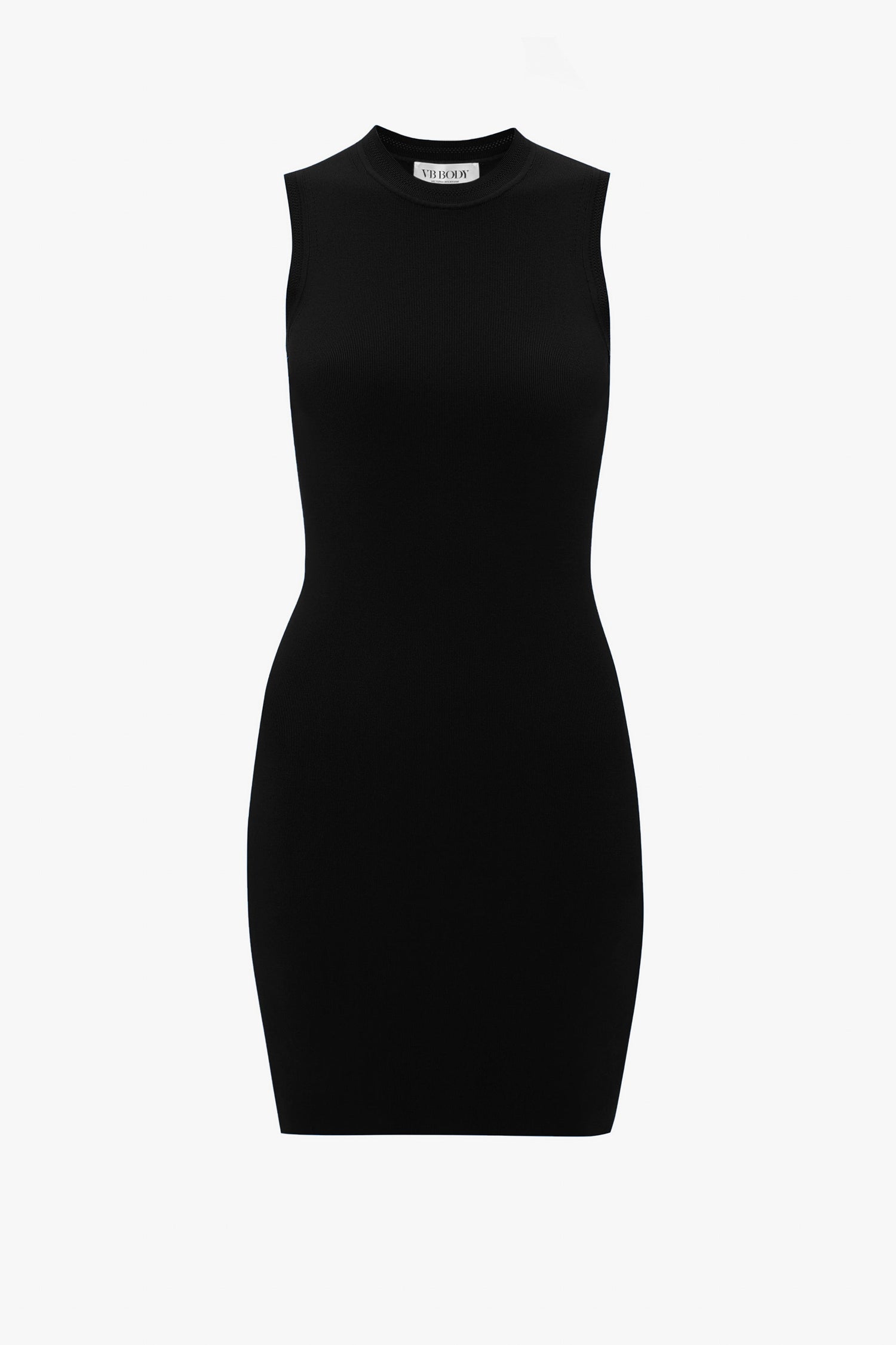 Victoria Beckham's VB Body Mini Dress In Black on a plain white background, perfect for chic summer dressing.