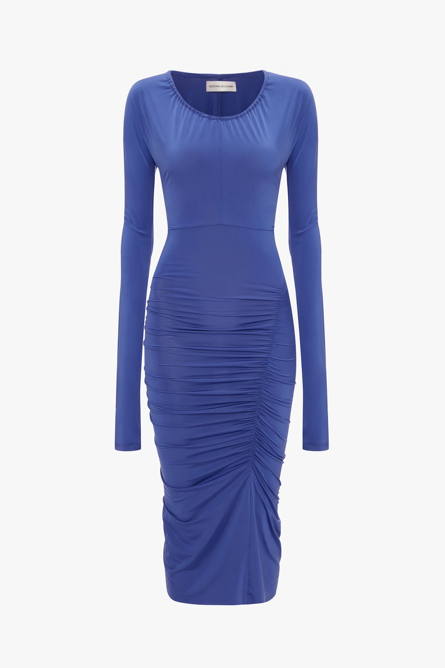 Long Sleeve Fitted Dress In Iris Blue