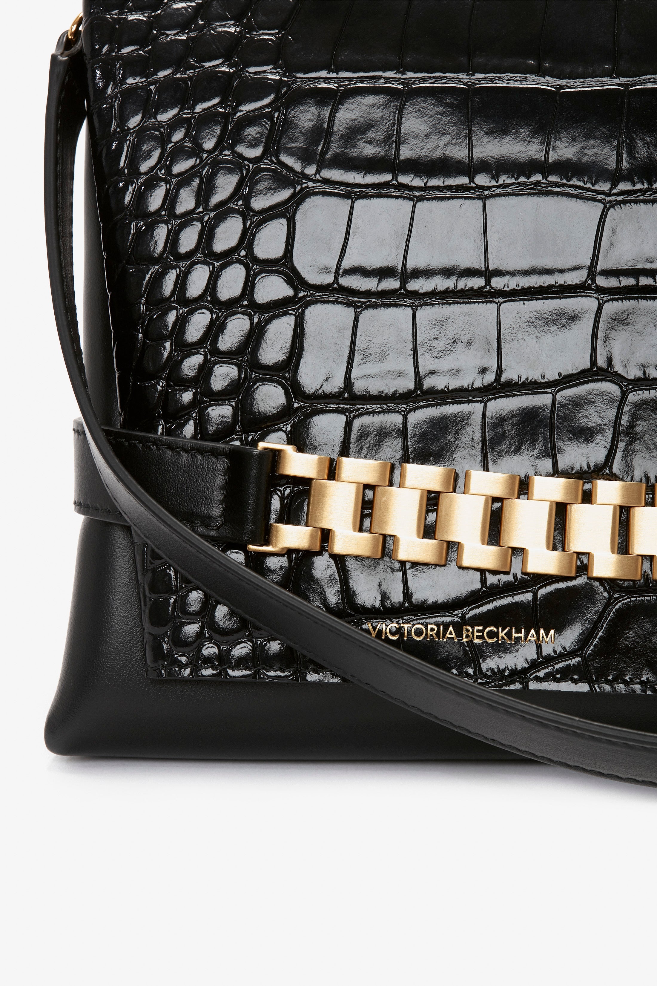 Black croc bum bag outlet