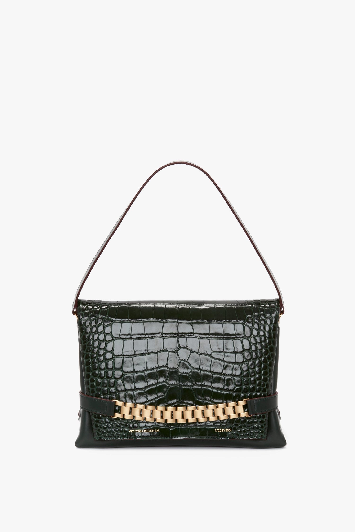 Shop Strathberry Stylist Croc-Embossed Leather Clutch-on-Chain