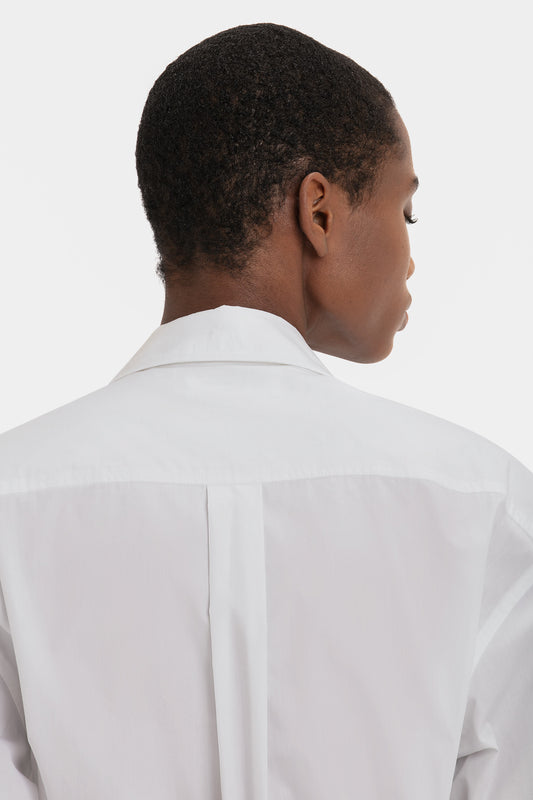 Cropped Patch Pocket Shirt In White