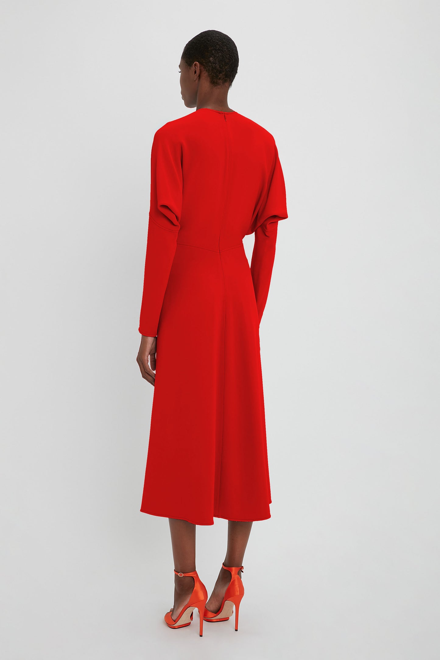 Dolman Midi Dress In Red