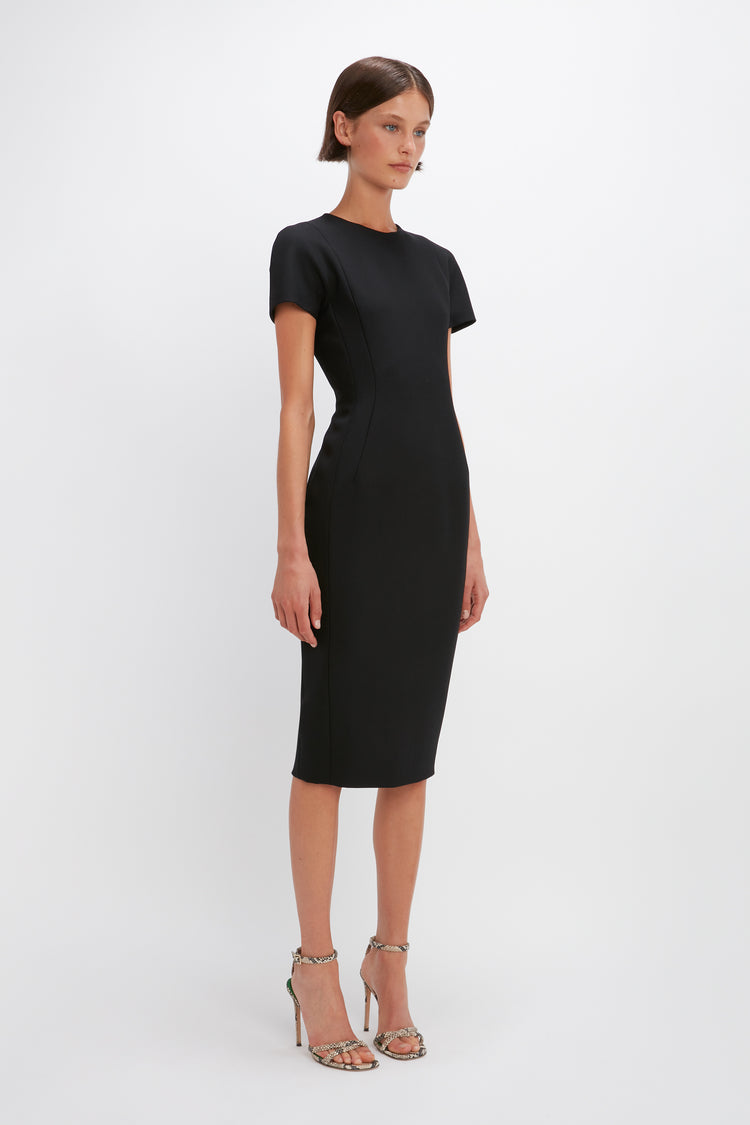 Spiral Fitted T-shirt Dress In Black – Victoria Beckham US