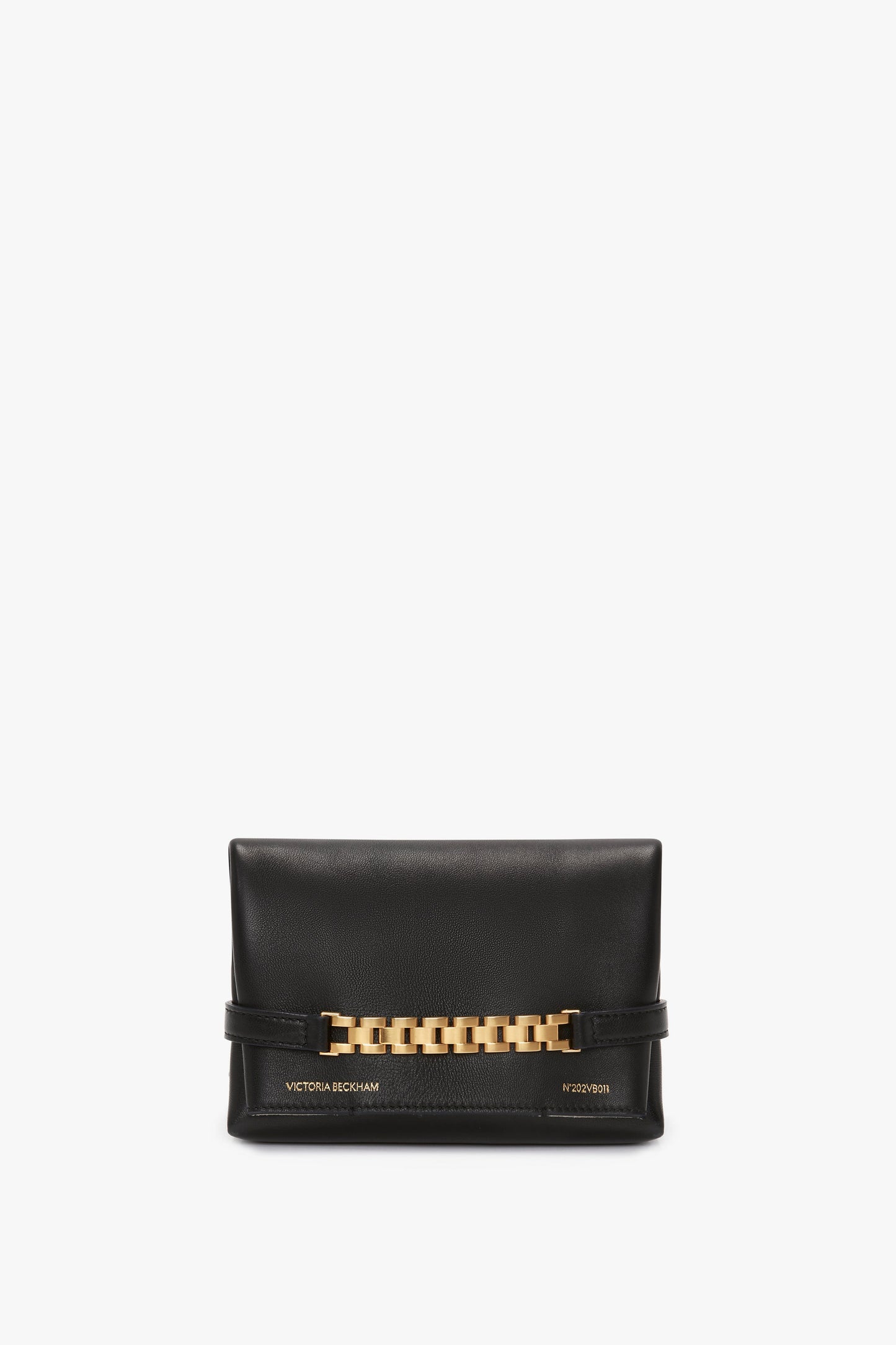 Mini Pouch With Long Strap In Black Leather