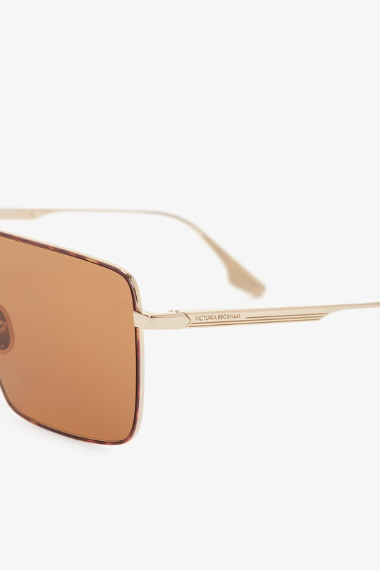 Rectangular Visor Gold-Framed Sunglasses
