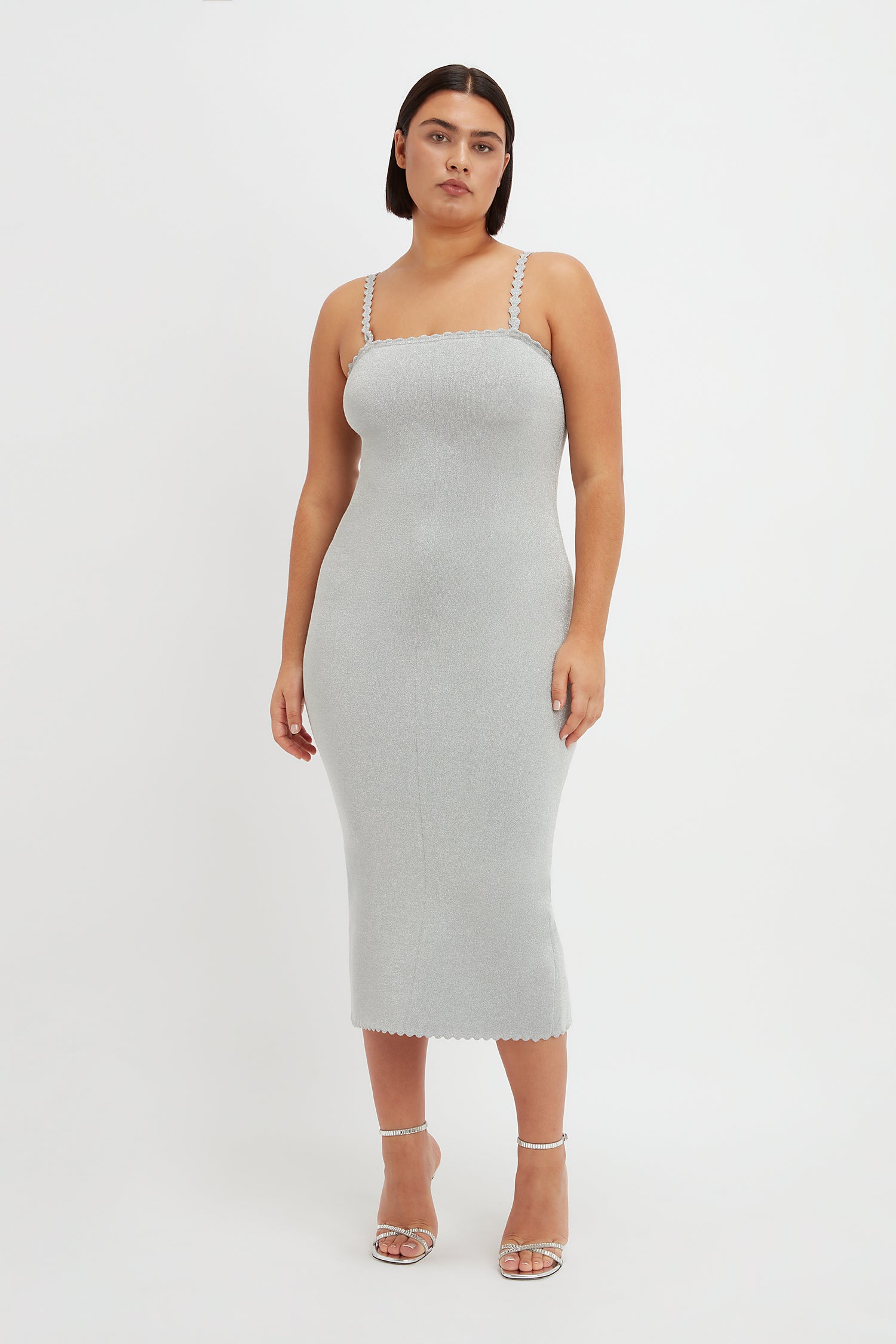 VB Body Bandeau Dress in Silver Victoria Beckham US