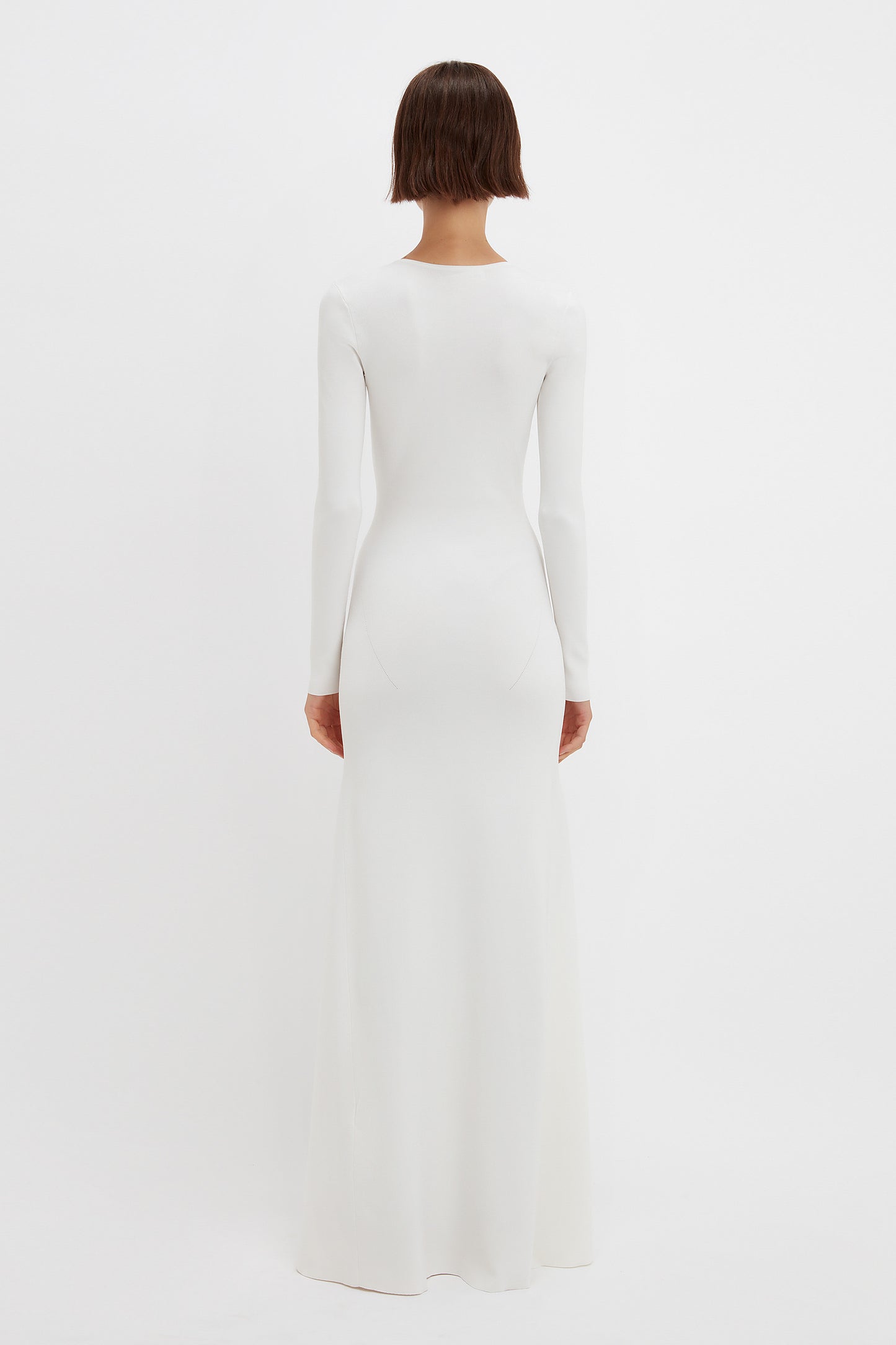 Deep V Knitted Gown In White