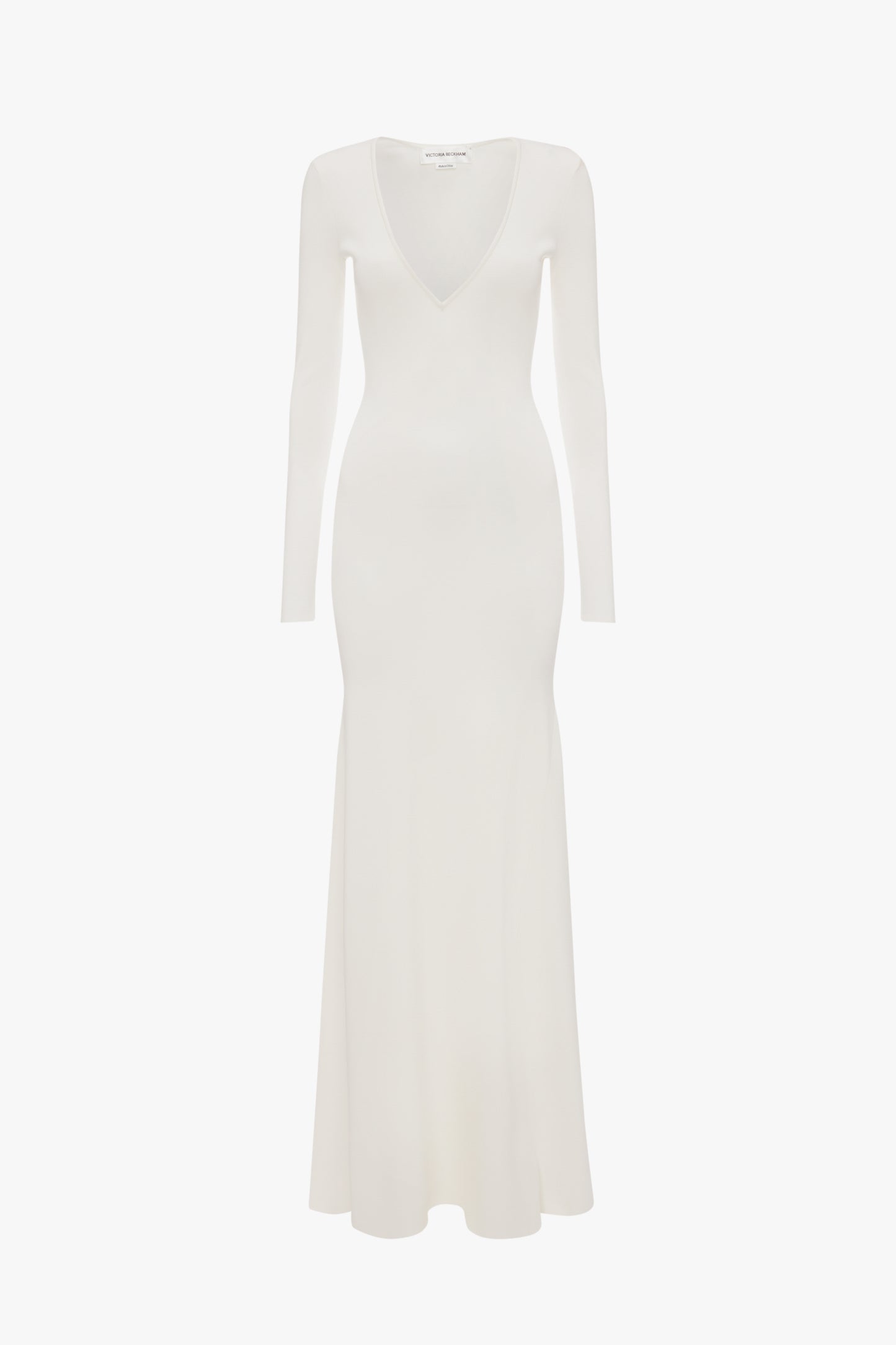 Deep V Knitted Gown In White