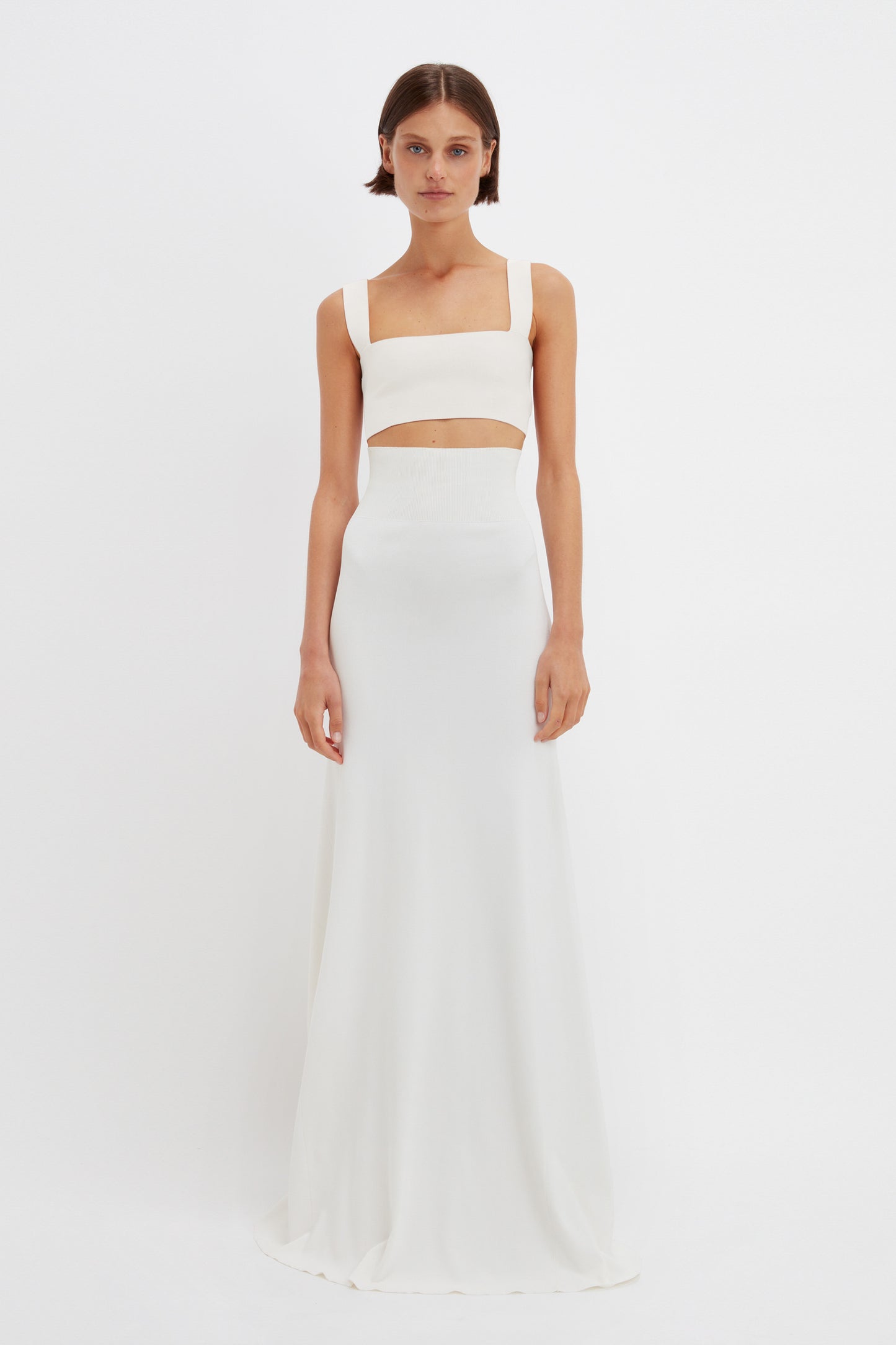 Floor-Length Knitted Skirt In White