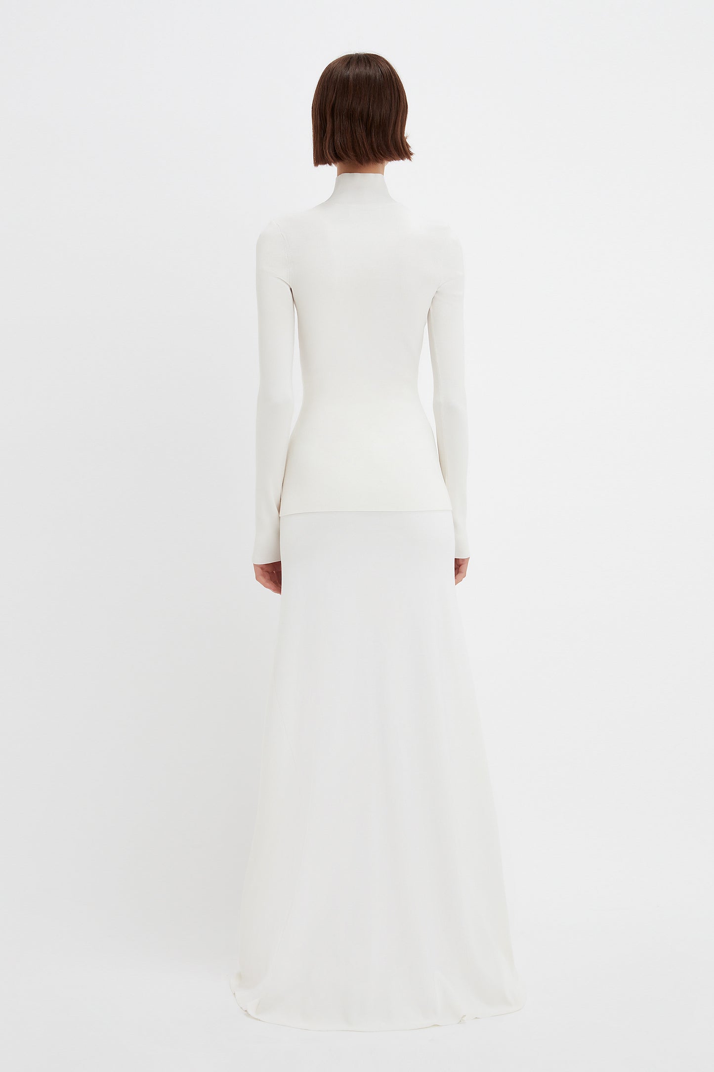 Polo Neck Knitted Top In White
