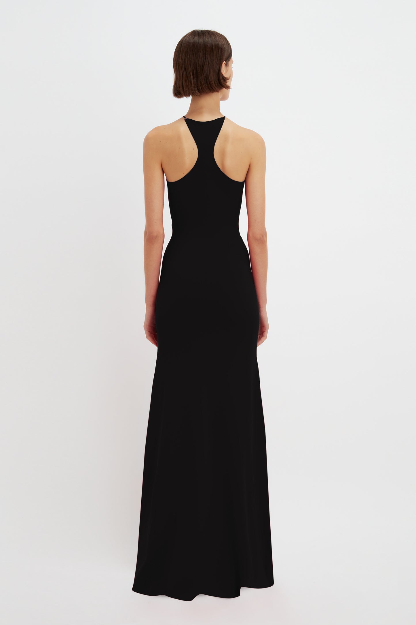 Strap Detail Knitted Gown In Black