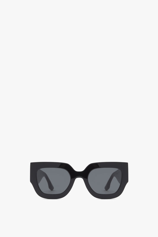 Wide Flat Square Sunglasses in Black